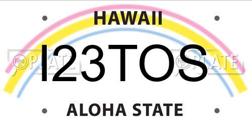 I23TOS Hawaii License Plate