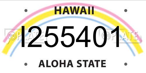 I255401 Hawaii License Plate