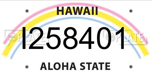 I258401 Hawaii License Plate