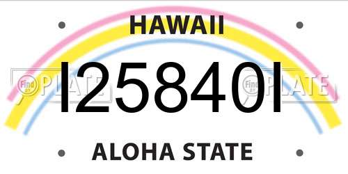 I25840I Hawaii License Plate