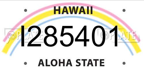 I285401 Hawaii License Plate