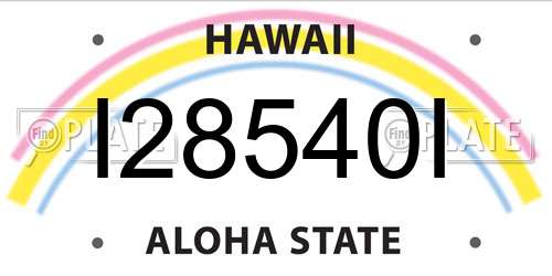I28540I Hawaii License Plate