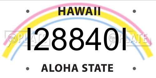 I28840I Hawaii License Plate
