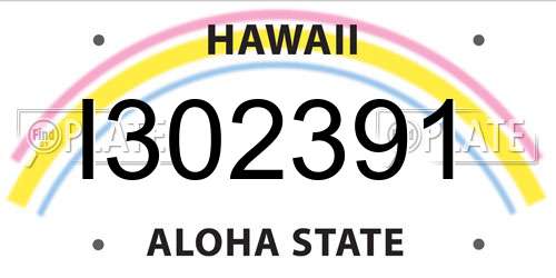 I302391 Hawaii License Plate