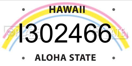I302466 Hawaii License Plate