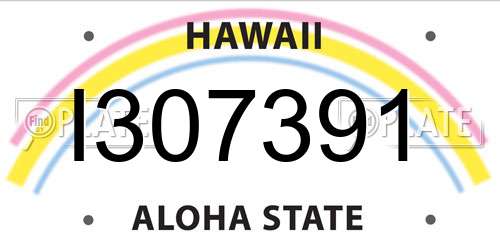 I307391 Hawaii License Plate