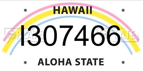 I307466 Hawaii License Plate