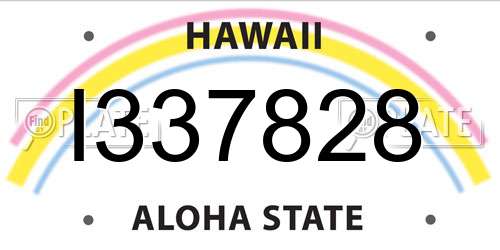 I337828 Hawaii License Plate