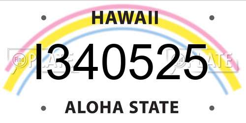 I340525 Hawaii License Plate