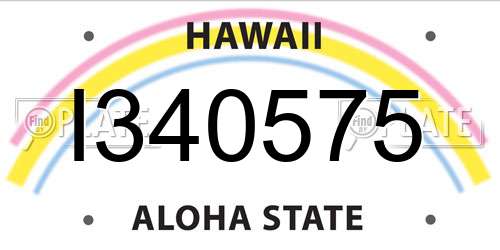 I340575 Hawaii License Plate