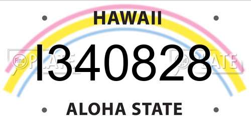 I340828 Hawaii License Plate