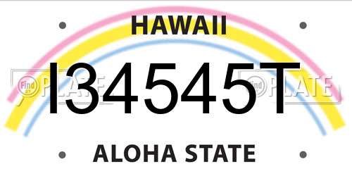 I34545T Hawaii License Plate