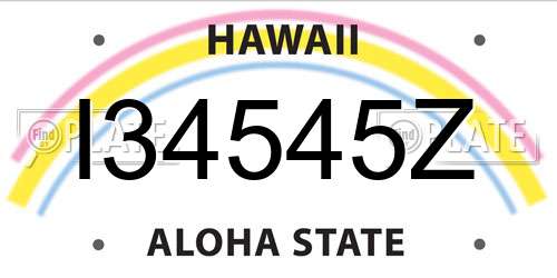 I34545Z Hawaii License Plate