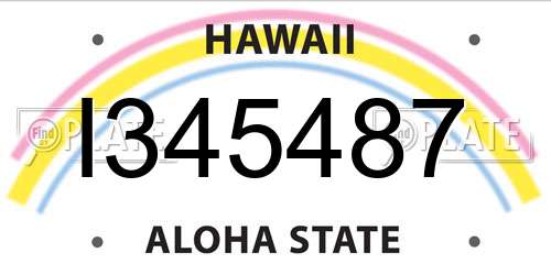 I345487 Hawaii License Plate