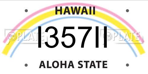I357II Hawaii License Plate