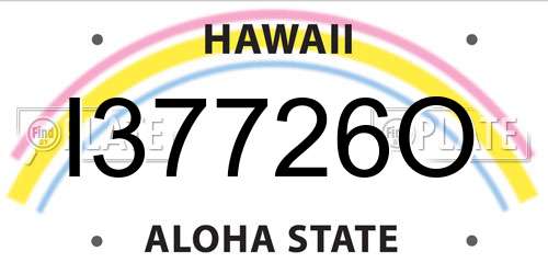 I37726O Hawaii License Plate