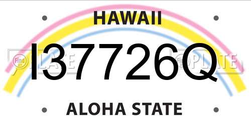 I37726Q Hawaii License Plate
