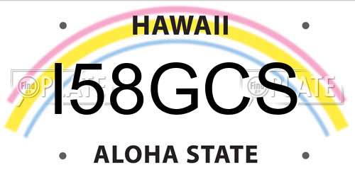 I58GCS Hawaii License Plate