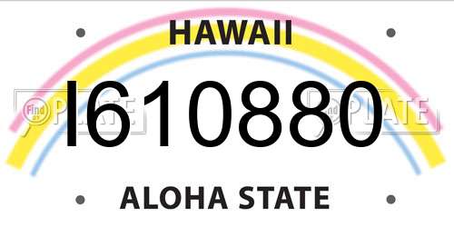 I610880 Hawaii License Plate