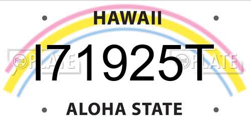 I71925T Hawaii License Plate