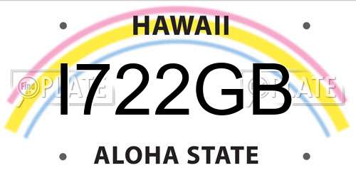 I722GB Hawaii License Plate