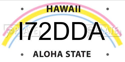 I72DDA Hawaii License Plate