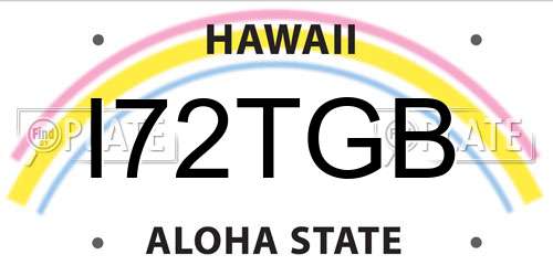 I72TGB Hawaii License Plate