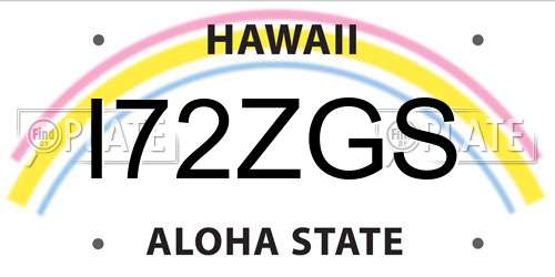 I72ZGS Hawaii License Plate