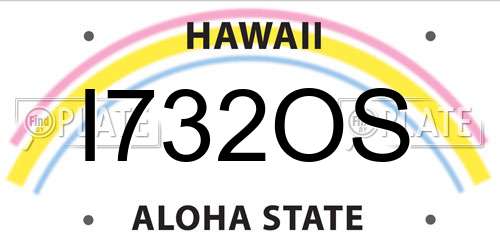 I732OS Hawaii License Plate