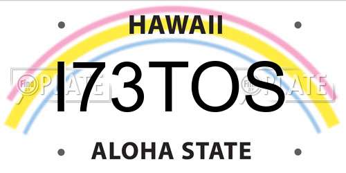 I73TOS Hawaii License Plate