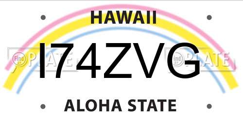 I74ZVG Hawaii License Plate