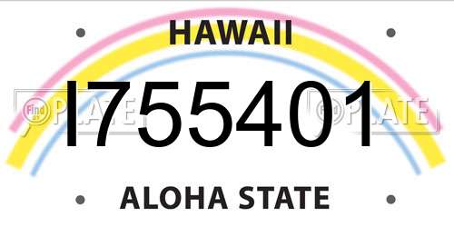 I755401 Hawaii License Plate