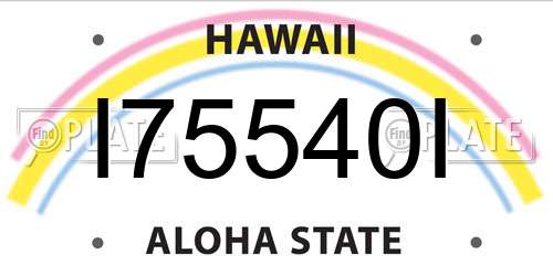 I75540I Hawaii License Plate