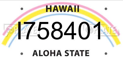 I758401 Hawaii License Plate