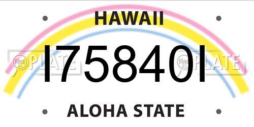 I75840I Hawaii License Plate