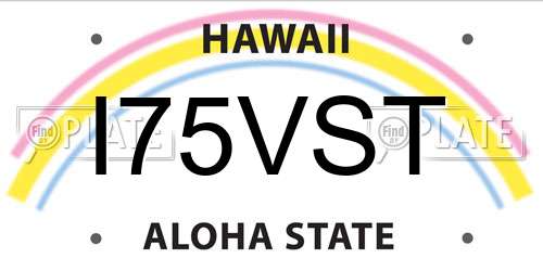 I75VST Hawaii License Plate