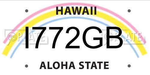 I772GB Hawaii License Plate