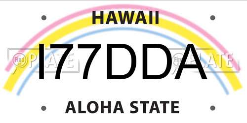 I77DDA Hawaii License Plate