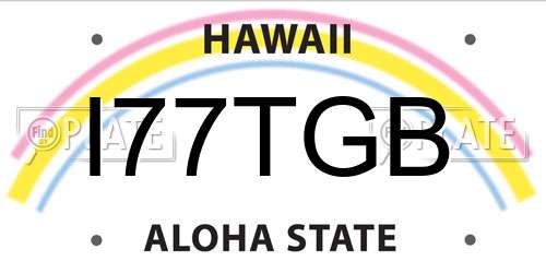I77TGB Hawaii License Plate