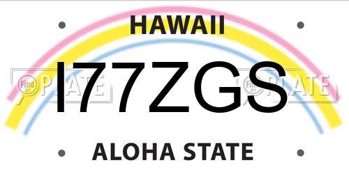 I77ZGS Hawaii License Plate