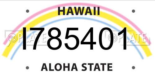 I785401 Hawaii License Plate