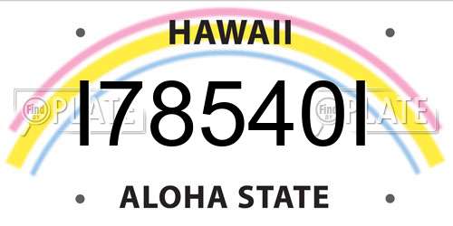 I78540I Hawaii License Plate