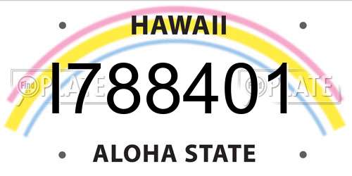I788401 Hawaii License Plate
