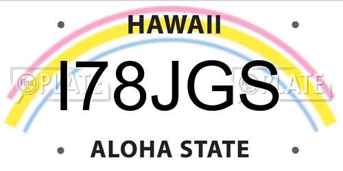 I78JGS Hawaii License Plate