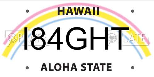 I84GHT Hawaii License Plate