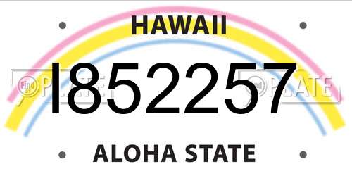 I852257 Hawaii License Plate