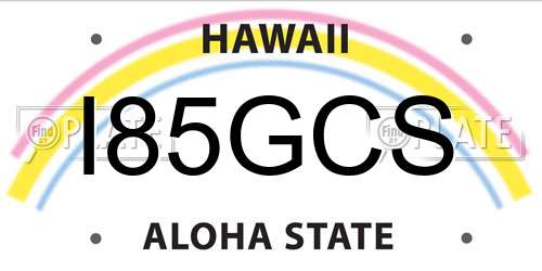 I85GCS Hawaii License Plate