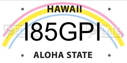 I85GPI Hawaii License Plate