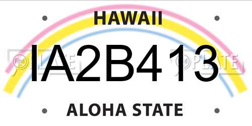 IA2B413 Hawaii License Plate