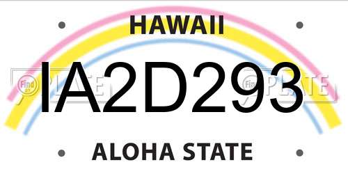 IA2D293 Hawaii License Plate